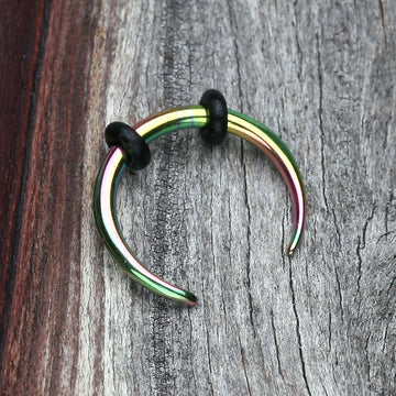 Detail View 1 of Colorline Basic Steel Pincher Septum Ring-Rainbow